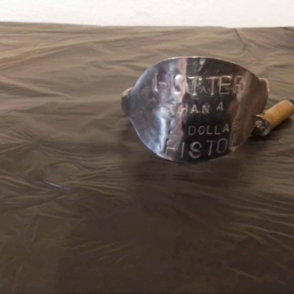 Handmade Silverplate Spoon Bracelet w/Emerald Rhinestone Bullet Charm Preowned